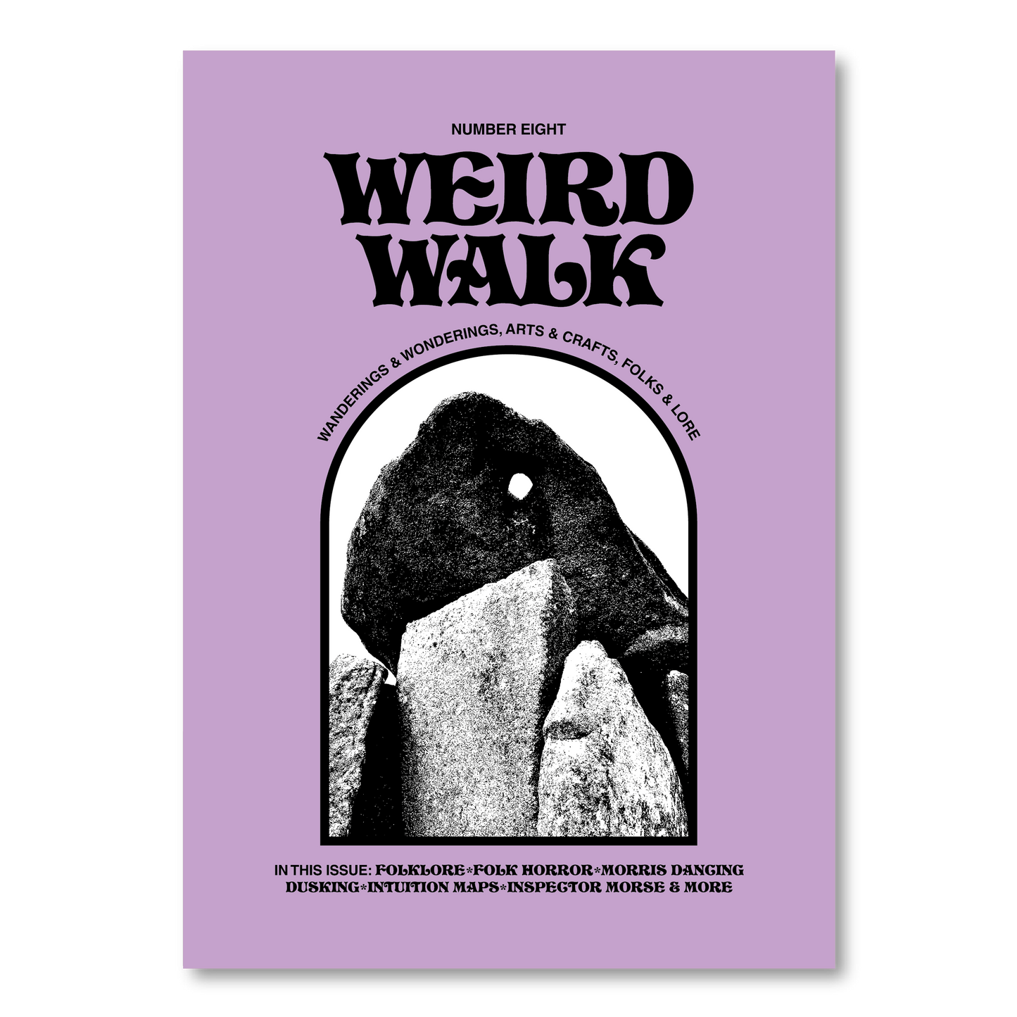 Weird Walk zine issue 8 cover – British folklore walking magazine, 48 page A5 zine